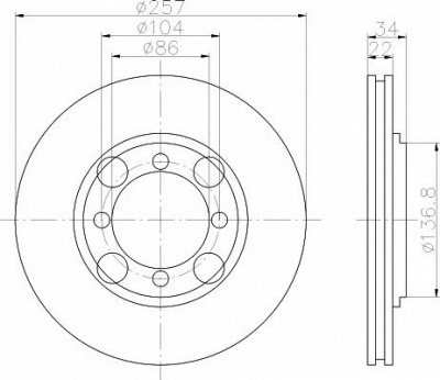 HELLA PAGID 8dd355103281 -  Тормозной диск